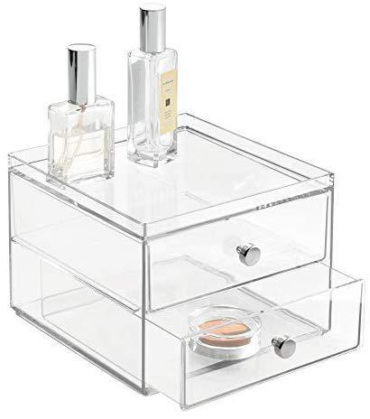 iDesign 3-Drawer Plastic Vanity Organizer, Compact Slim Storage Organization Drawers Set for Cosmetics, Dental Supplies, Hair Care, Bathroom, Dorm, Desk, Countertop, Office, 6.5" x 7" x 5", Clear