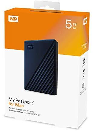 WD 4TB My Passport for Mac Portable External Hard Drive - Blue, USB-C/USB-A - WDBA2F0040BBL-WESN