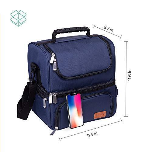 Large Lunch Box for Men, Insulated Adult Lunch Bag, Sable Reusable Waterproof Cooler Tote Bag for Meal Prep with 2 Main Spacious Compartments