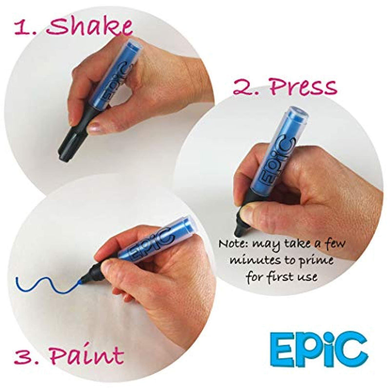 EPIC - Opaque Acrylic Paint Markers - Set of 12 - For Painting Rocks, Pumpkins, Ceramic, Porcelain, Wood, Fabric, Canvas - Medium tip - Permanent Water Based Paint Pens