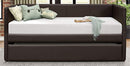 Homelegance Adra Fully Upholstered Daybed with Roll Out Trundle Bi-cast Vinyl Twin, Dark Brown