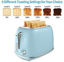 2 Slice Toaster Retro Stainless Steel Toaster with Bagel, Cancel, Defrost Function and 6 Bread Shade Settings Bread Toaster, Extra Wide Slot and Removable Crumb Tray, Blue by Keenstone