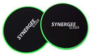 Synergee Core Sliders. Dual Sided Use on Carpet or Hardwood Floors. Abdominal Exercise Equipment