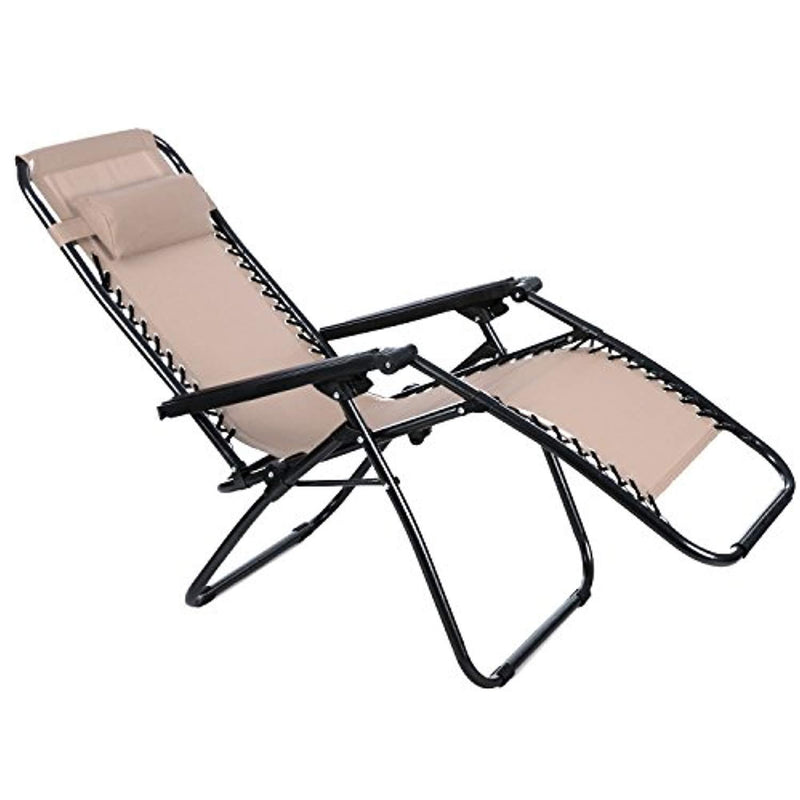 ANCHEER Zero Gravity Chair Outdoor Lounge Chaise with Foldable Steel Construction and Durable Mesh Fabric-300lbs Capacity (Khaki)