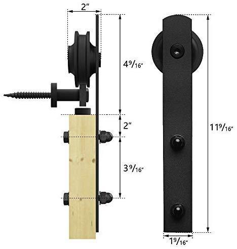 HomLux 8ft Heavy Duty Sturdy Sliding Barn Door Hardware Kit, Double Door-Smoothly and Quietly, Easy to Install and Reusable - Fit 1 3/8-1 3/4" Thickness & 24" Wide Door Panel, Black(I Shape Hanger)