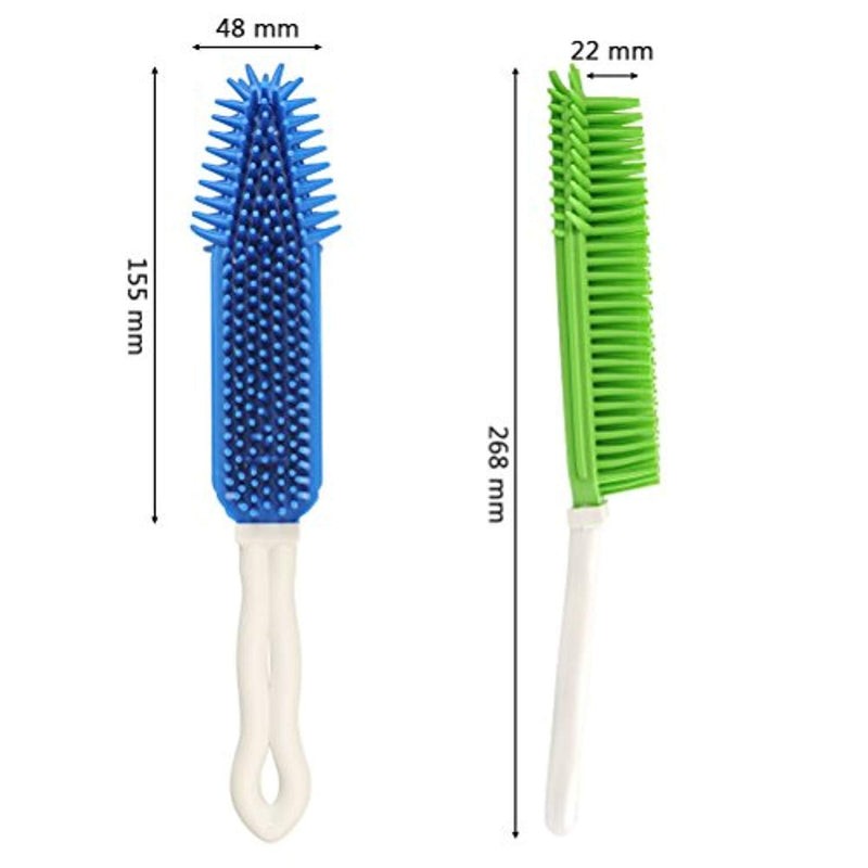 [2Pcs] Pet Hair Remove Brush, Best Car & Auto Detailing Brush Portable Dogs Cats Hair&Lint Remover Brush Rubber Massage Brush for Car&Auto Furniture, Carpet, Clothes, Leather (Blue and Green)