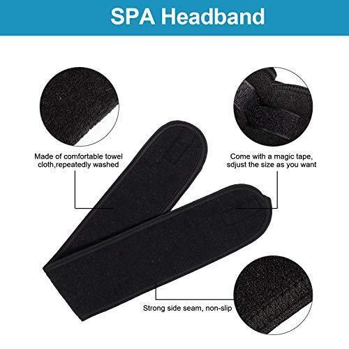 Spa Facial Headband Whaline Head Wrap Terry Cloth Headband 4 counts Stretch Towel with Magic Tape for Bath, Makeup and Sport (White)