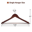 JS HANGER Multifunctional High Grade Solid Wooden Suit Hangers, Coat Hangers, Walnut Finish, 20-Pack