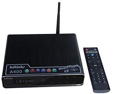 KDLINKS A400 4K Android Quad Core 3D Smart H.265 HD TV Media Player with HDD Bay, WiFi, Dolby 7.1, Gigabit LAN, 2GB RAM, 16GB Storage, 4 Core CPU, 8 Core GPU