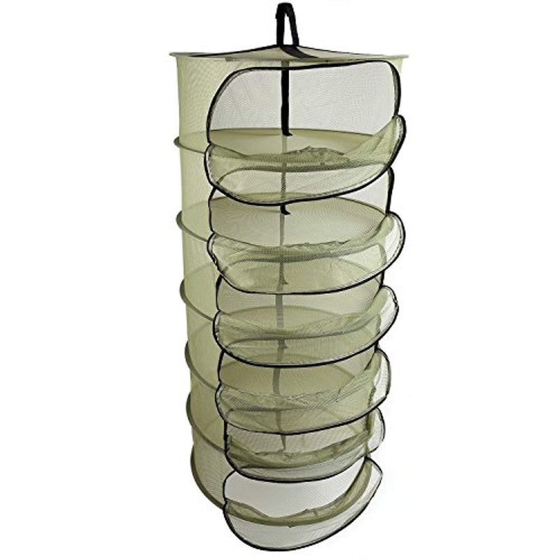 Ipomelo Hanging Herb Dring Rack Dry Net 2ft 6 Layer w/Zipper Opening Green Mesh