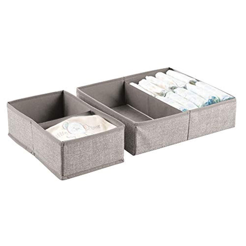 mDesign Soft Fabric Dresser Drawer and Closet Storage Organizer Set for Child/Kids Room, Nursery, Playroom, Bedroom - Rectangular Organizer Bins with Textured Print - Set of 4 - Linen/Tan