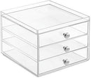 iDesign 3-Drawer Plastic Vanity Organizer, Compact Slim Storage Organization Drawers Set for Cosmetics, Dental Supplies, Hair Care, Bathroom, Dorm, Desk, Countertop, Office, 6.5" x 7" x 5", Clear