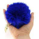 Miraclekoo Rabbit Fur Ball Pom Pom KeyChain Gold Plated Keychain with Plush for Car Key Ring or Handbag Bag Decoration (Orange Pink)