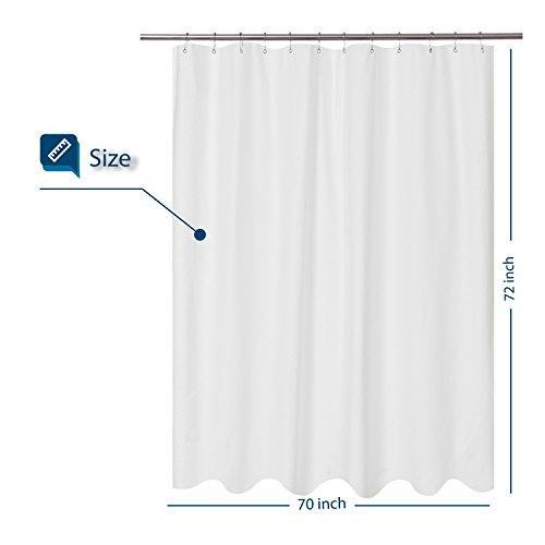 Barossa Design Waterproof Fabric Shower Curtain or Liner Hotel Quality, Machine Washable, White Shower Curtain Liner for Bath Tub, 72x72 Inches