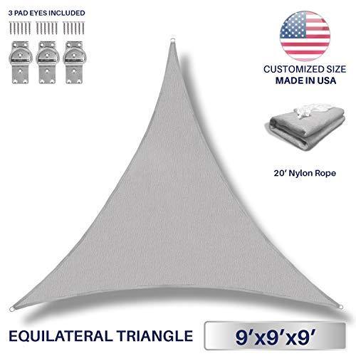 Windscreen4less 8' x 8' x 8' Triangle Sun Shade Sail - Beige Durable UV Shelter Canopy for Patio Outdoor Backyard - Custom Size Available