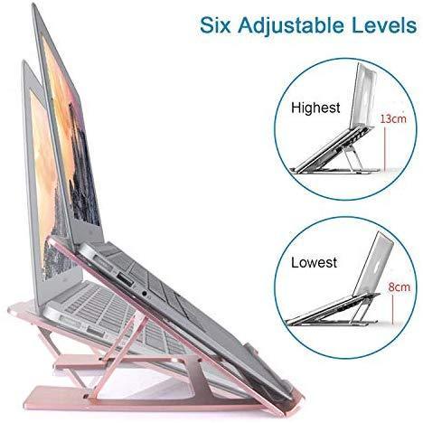 Adjustable Laptop Stand，Ventilated Portable Ergonomic Notebook Riser for Desk,Multi-Angle Adjustable Portable Anti-Slip Mount for MacBook, Surface Laptop, Notebook, 10"-17" Tablet (Rose Gold)