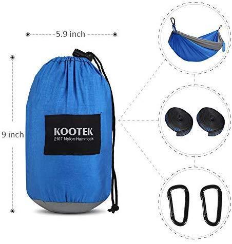 Kootek Camping Hammock Double & Single Portable Hammocks with 2 Tree Straps, Lightweight Nylon Parachute Hammocks for Backpacking, Travel, Beach, Backyard, Patio, Hiking