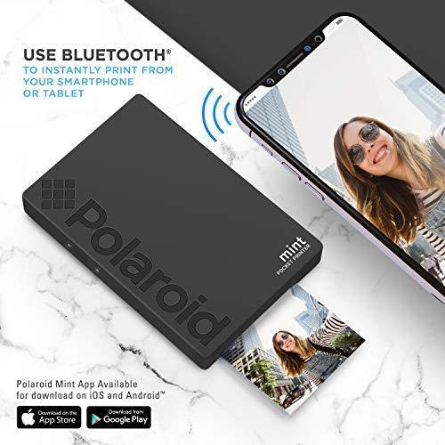 Polaroid Mint Pocket Printer W/ Zink Zero Ink Technology & Built-In Bluetooth for Android & iOS Devices - Black