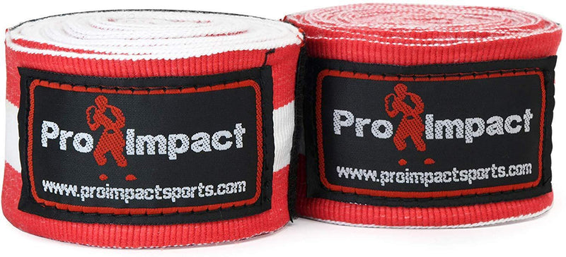 Pro Impact Mexican Style Boxing Handwraps 180" with Closure – Elastic Hand & Wrist Support for Muay Thai Kickboxing Training Gym Workout or MMA for Men & Women - 1 Pair