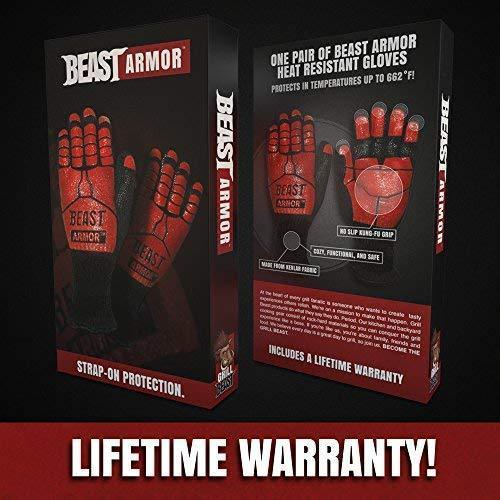 Grill Beast BBQ Grilling Cooking Gloves - Heat Resistant & Silicone Insulated Protection - Smoker Accessories