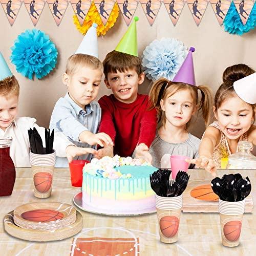 Duocute Soccer Party Supplies 177PCS Sports Theme Children Birthday Disposable Dinnerware Set Includes Plates, 12oz Cups, Napkins, Spoons, Forks, Knives, Tablecloth and Banner, Serves 25