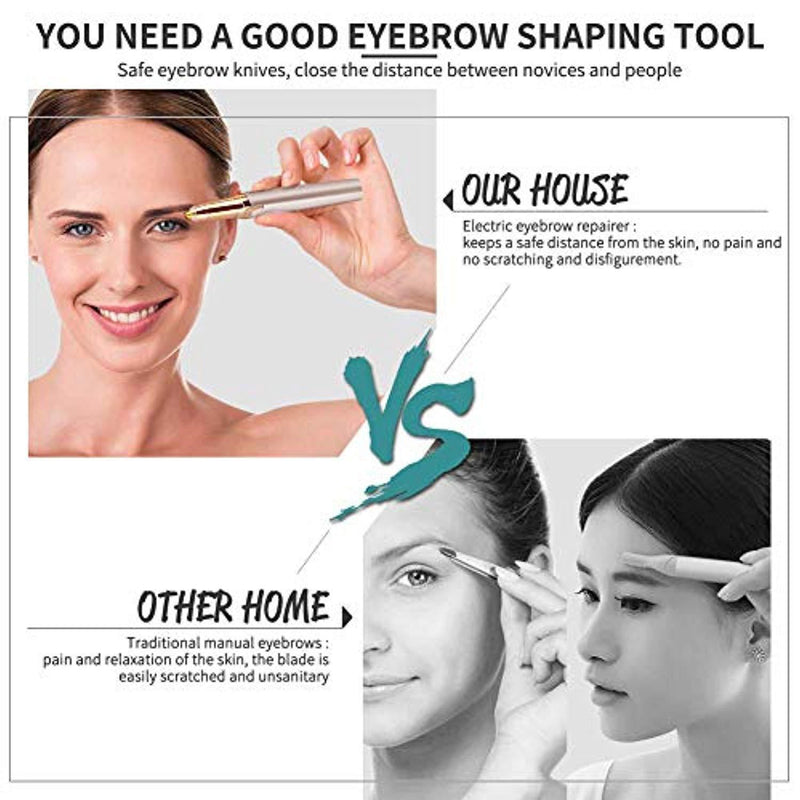 Bestidy Women's Brows Eyebrow Hair Trimmer Eyebrow Hair Remover Portable Electric Painless Facial Hair Razor (AAA Battery NOT Included) (Rose)