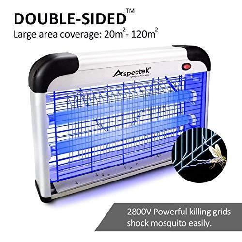 Aspectek UPGRADED 20W Electronic Bug Zapper, Insect Killer - Mosquito, Fly, Moth, Wasp, Beetle & other pests Killer for Indoor Residential & Commercial(2 Pack Replacement Bulbs Included)