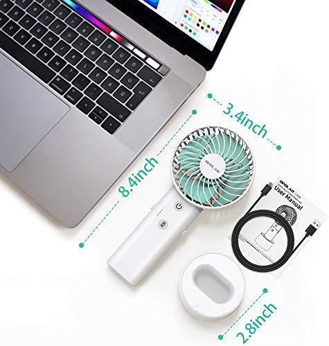 OPOLAR Battery Operated Handheld Personal Fan with Base, 10W Quick Charge Small Portable Fan with 5000mAh Battery, 5-18H Work Time, Strong Airflow,3 Speed Quiet Fan for Tropical Countries Travel