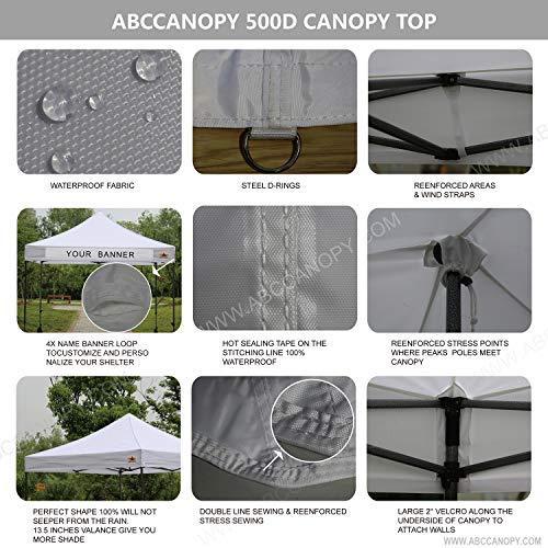 ABCCANOPY 10x10 Pop-up Canopy Tent Commercial Tents with White Mesh Walls Camping Screen & Mesh House Bonus Rolly Carry Bag and 4X Weight Bag (1 White)