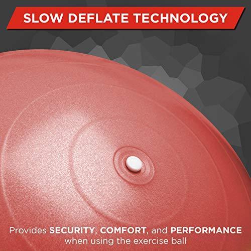 TheraBand Exercise Ball, Professional Series Stability Ball with 55 cm Diameter for Athletes 5'1" to 5'6" Tall, Slow Deflate Fitness Ball for Improved Posture, Balance, Yoga, Pilates, Core, Red