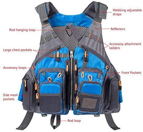 Bassdash Strap Fishing Vest Adjustable for Men and Women, for Fly Bass Fishing and Outdoor Activities