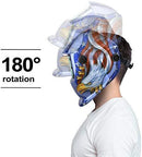 Solar Powered Welding Helmet Auto Darkening Hood with Adjustable Shade Range 4/9-13 for Mig Tig Arc Welder Mask Blue Eagle Design