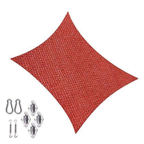 Cool Area Rectangle 13' X 19'8'' Sun Shade Sail with Stainless Steel Hardware Kit, UV Block Fabric Patio Shade Sail in Color Sand