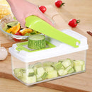 AdorioPower Vegetable Chopper, Kitchen Veggie Fruit Dicer Slicer, Food Cutter with 3 Interchangeable Blades Set, Food Container and Cleaning Brush for Onion, Potato and More - No-Mess Kitchen Gadgets