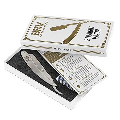 Straight Razor | 100 Single Edge Lord Platinum Saloon Blades | 100% Stainless Steel | Professional Shavette for Close Shaving | Exquisite Design for Classy Gentlemen | Straight Razor Set - BRV MEN