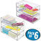 mDesign Stackable Small Plastic Desk Drawers Organizer Trays for Highlighters, Pens, Pencils - Pack of 6, 4" x 8" x 2", Clear