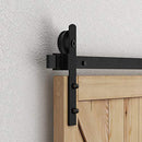 HomLux 8ft Heavy Duty Sturdy Sliding Barn Door Hardware Kit, Double Door-Smoothly and Quietly, Easy to Install and Reusable - Fit 1 3/8-1 3/4" Thickness & 24" Wide Door Panel, Black(I Shape Hanger)