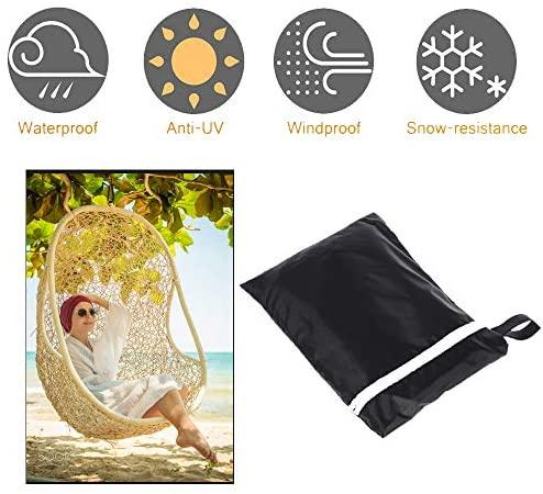 FLYMEI 【Upgraded】 Patio Hanging Chair Covers with Zipper, Durable Large Wicker Egg Swing Chair Covers, Waterproof Heavy Duty Weather Resisatnt Outdoor Chair Cover, Windproof