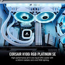 Corsair H100i RGB PLATINUM AIO Liquid CPU Cooler,240mm,Dual ML120 PRO RGB PWM Fans,Intel 115x/2066,AMD AM4/TR4