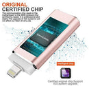 Photo Stick Compatible for iPhone Flash Drive 128 GB iOS Flash Drives for iPhone Backup Drive OTG Smart Phone Memory Stick iPAD External Storage USB 3.0 Flash iPhone Drive Jump Drive PHICOOL-Pink