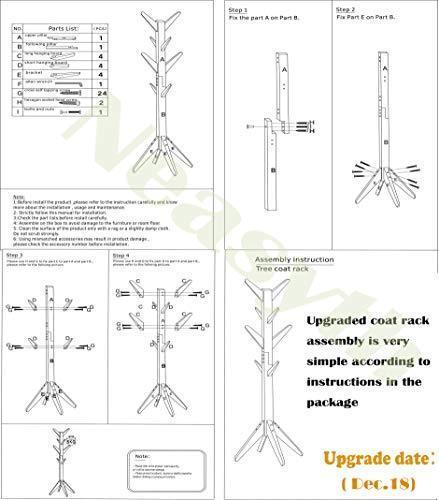 Neasyth Solid Wood Coat Rack Simple Entryway Standing Hall Tree Tetrapod Base for Hat Jacket Coat Hanger Rack in Living Room Bedroom (Teak Color)