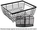 TQVAI Kitchen Dish Drainer Drying Rack with Full-Mesh Silverware Storage Basket, Black