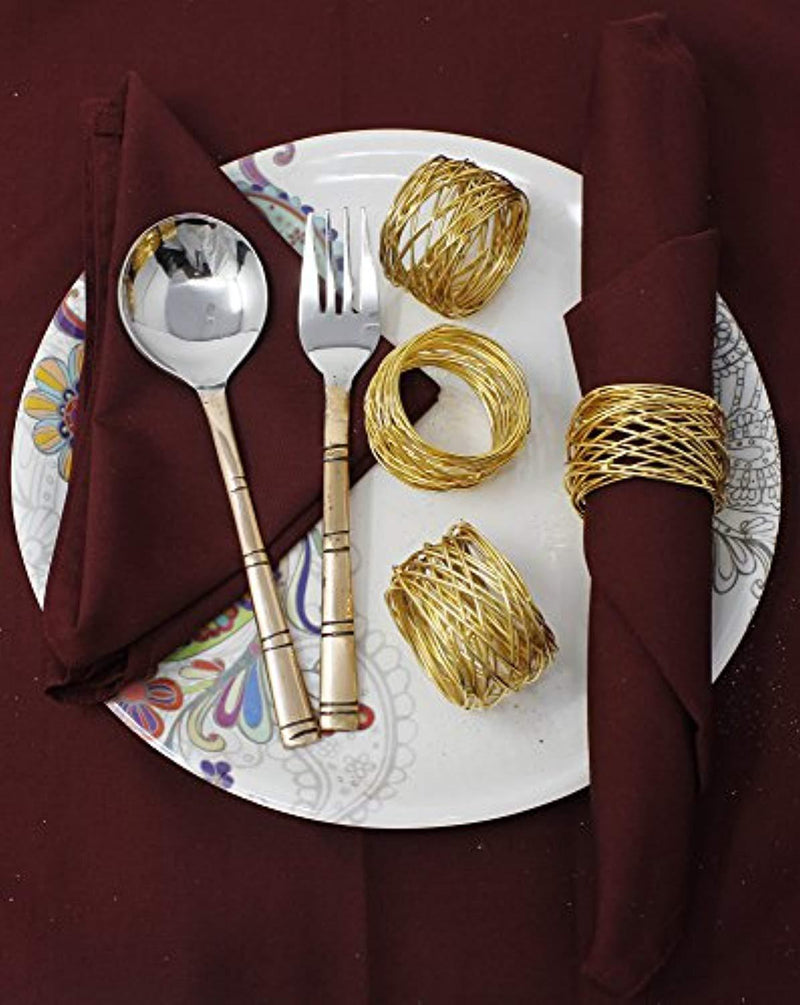 Godinger Gold Round Mesh Napkin Rings - Set of 12