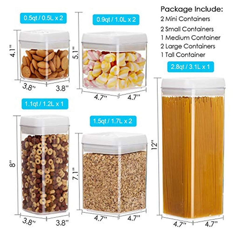 Airtight Food Storage Containers,Vtopmart 8 Pieces BPA Free Plastic Food Containers with Easy Lock Lids,for Kitchen Pantry Organization and Storage,Include 24 Free Chalkboard Labels and 1 Marker