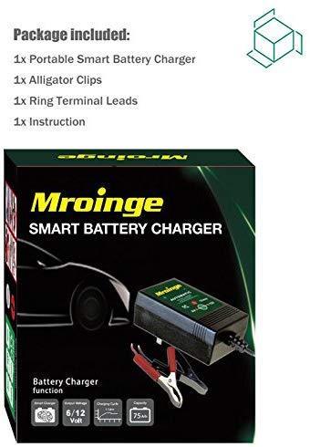 Mroinge MBC010 Automotive Trickle Maintainer 12V 1A Smart Automatic Charger for Car Motorcycle Boat Lawn Mower SLA ATV Wet Agm Gel Cell Lead Acid Batteries