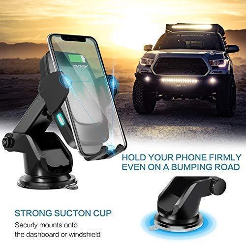 Wireless Car Charger Mount, Cshidworld Auto Clamping 10W/7.5W Qi Fast Charging Car Mount, Windshield Dashboard Air Vent Phone Holder Compatible with iPhone 11 Xs Max XR 8 Plus, Samsung S10 S9 S8