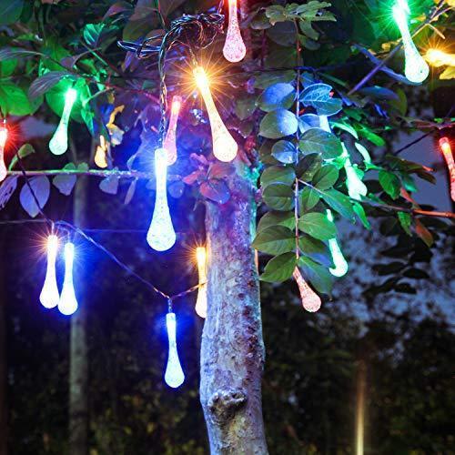 SUPSOO Solar String Lights 40 LED Water Drop Solar Waterproof Lights for Garden, Patio, Yard, Home, Parties - White