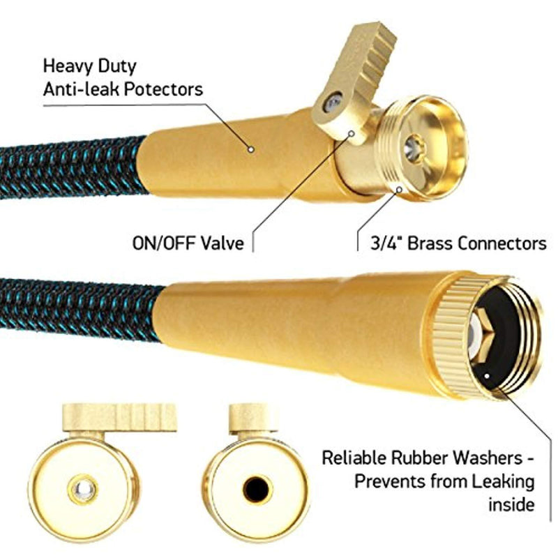 2018 Expandable Garden Hose 50Ft Extra Strong - Brass Connectors with Protectors 100% No-Rust & Leak, 9-Way Spray Nozzle - Best Water Hose for Pocket Use - 100% Flexible Expanding up to 50 ft by The Best Industries