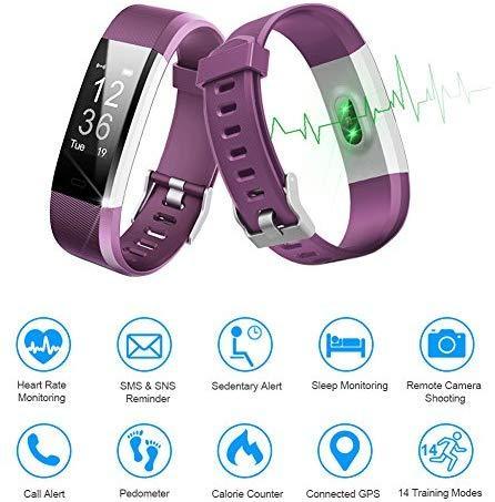 LETSCOM Fitness Tracker HR, Activity Tracker Watch with Heart Rate Monitor, Waterproof Smart Fitness Band with Step Counter, Calorie Counter, Pedometer Watch for Kids Women and Men