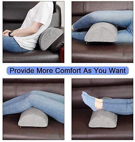 Ergonomic Foot Rest Cushion Under Desk with High Rebound Ergonomic Foam Non-Slip Half-Cylinder Footstool Footrest Ottoman for Home Office Desk Airplane Travel (Grey)